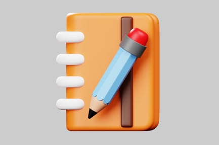 Preview: Notebook with blue pencil