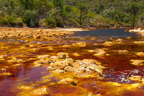 Preview: Landscape of the Rio Tinto Mining Park in Huelva under the sunlight in Spain