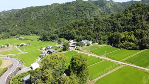 Preview: Aerial view of Kubonomachi Village on a sunny day