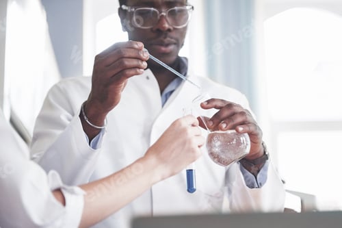 Preview: Experiments in the chemical laboratory. An experiment was carried out in a laboratory in transparent