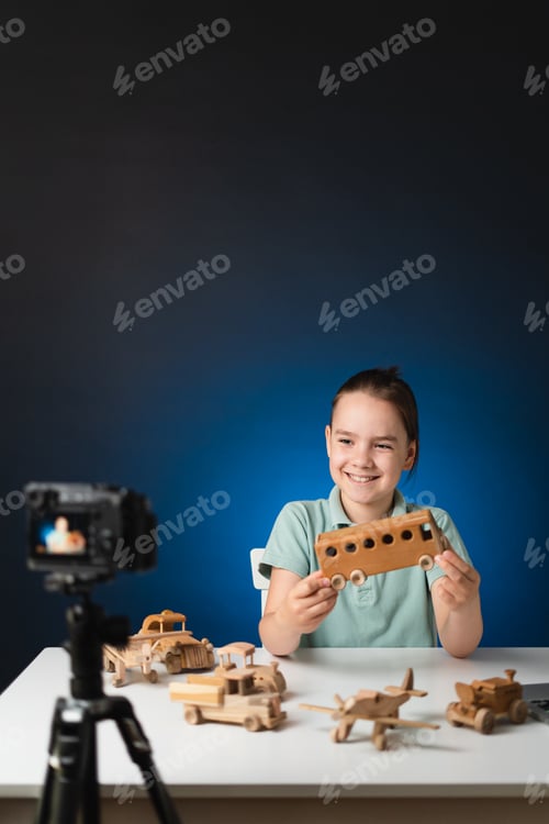 Preview: Young boy video blogger making stream with his followers