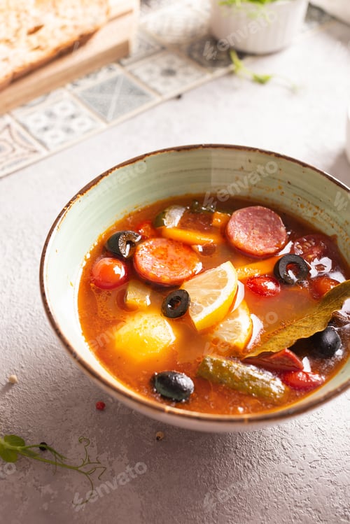 Preview: Traditional russian food soup Solyanka