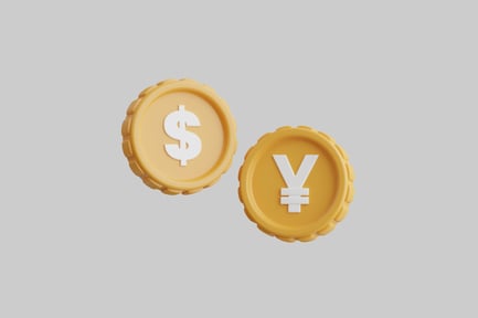 Preview: Dollar and yen currency coins