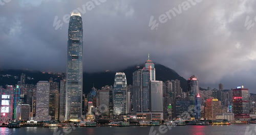 Preview: Victoria Harbor, Hong Kong, 21 May 2020: Hong Kong city night