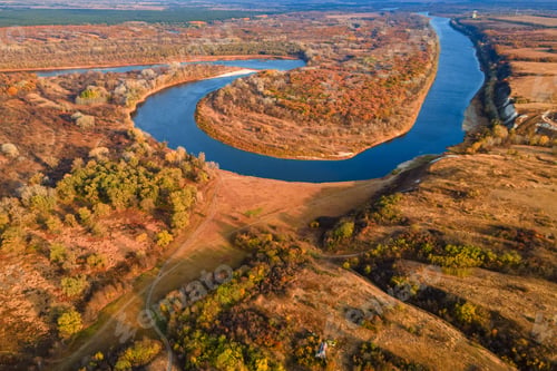 Preview: Bend of the Don River in the upper reaches of the river from drone