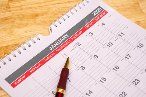 Preview: close up of a January calendar for events and planning such as holiday vacations