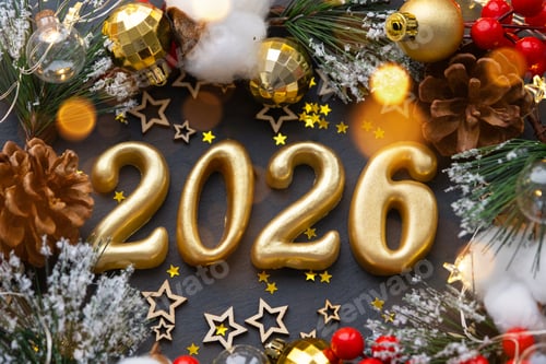 Visualização: As figuras douradas (20-26) feitas de velas em um fundo de ardósia de pedra preta são decoradas com um festi.