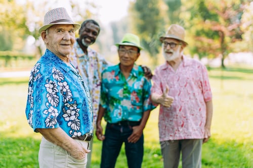 Preview: group of senior friends playing at the park