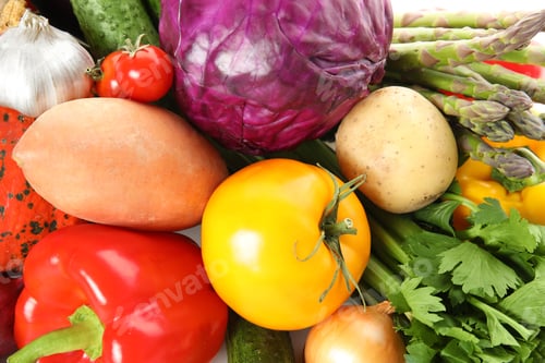 Preview: Many fresh ripe vegetables as background. Organic food