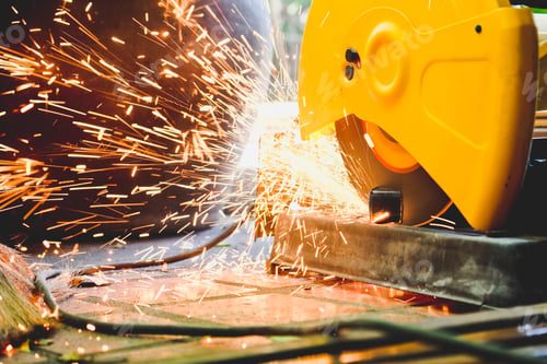 Preview: Metalworking / close up of cutting metal, Industrial Worker