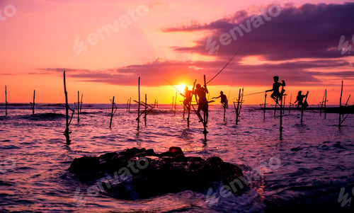 Preview: Traditional stilt fisherman in Sri Lanka