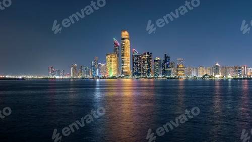 Preview: Panoramic Abu Dhabi skyline at night