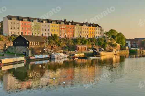 Preview: Bristol's famous street of colourful houses during golden hour