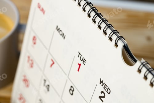 Preview: Calendar page close up on office desk