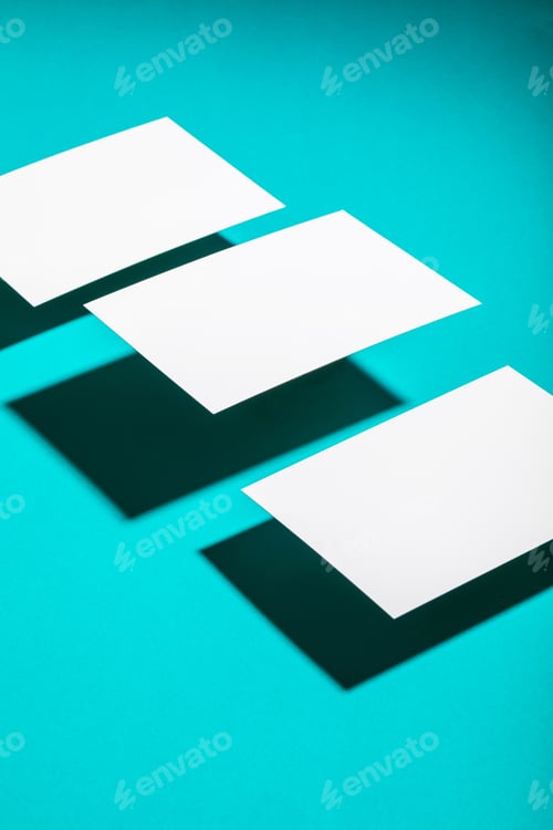 Preview: Mock-up isolated on blue background. Identity set mock-up with shadows. Photo mock up.