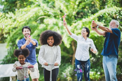 Preview: big family group, children and parent many generation meeting at home. mother father