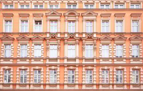 Preview: Facades of old residential buildings in Szczecin, Poland.