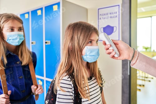 Preview: Checking the temperature of the students before entering the classroom