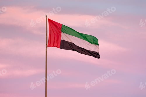 Preview: UAE flag at the sunset