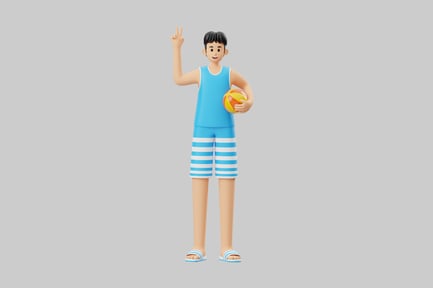 Preview: Summer beach volleyball player cartoon