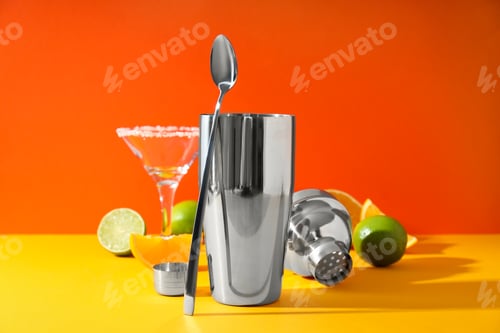 Preview: Concept of preparing alcohol drink or cocktail, shaker
