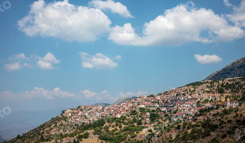 Preview: Arachova Greece village perched on Parnassos Mountain, Viotia. Famous resort for outdoor activities