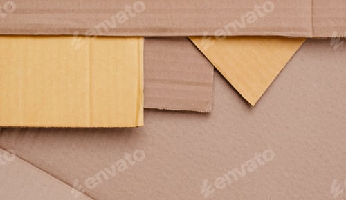 Preview: Part of 5 Cardboard sheets stacked in geometric pattern background in table top view