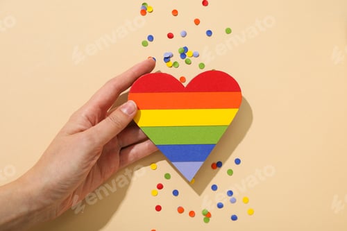 Preview: LGBT parade concept, free love symbol on light background.