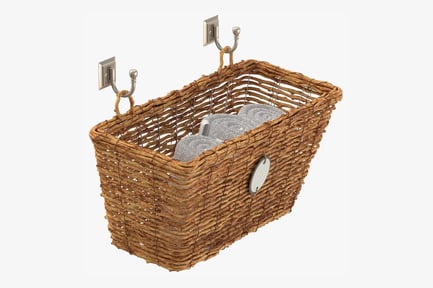 Preview: Woven Bathroom Basket with Wall Hooks