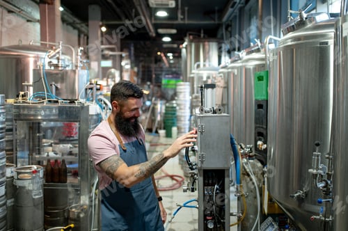 Preview: Portrait of a bearded man working in a brewery