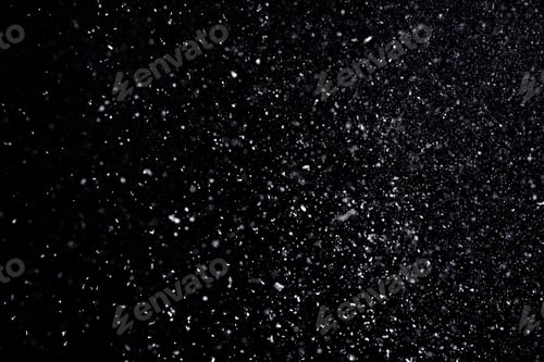 Preview: Snow flakes falling on black background. Winter weather