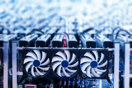 Preview: Bitcoin miner. IT device with cooling fans.