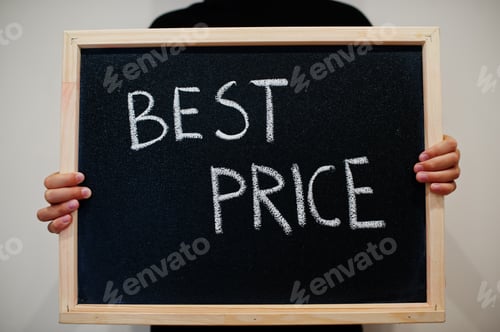 Preview: Best Price Sign Held Up by Person
