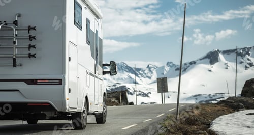 Preview: RV Camper Van on the Scenic Norwegian Mountain Road