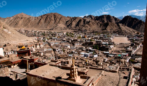 Preview: Aerial view of Leh city, Ladakh, India