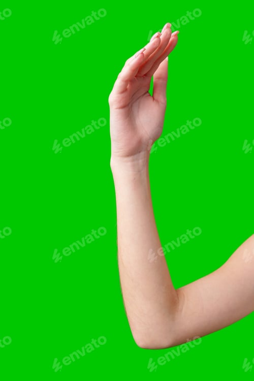 Preview: Female Hand Making Gesture Against Green Screen