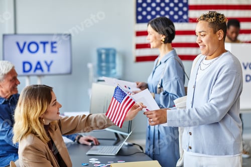 Preview: Young Woman Working at Voting Station