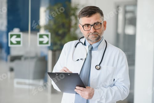 Preview: gray hair expertise handsome senior doctor hospital portrait
