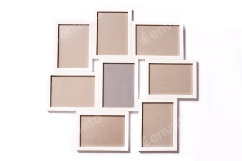 Preview: White photo frames composition creating modern and stylish look