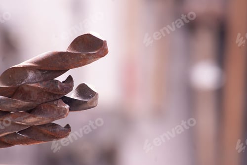 Preview: Closeup shot of old rusty drill bits