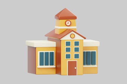 Preview: Cartoon school building with clock tower