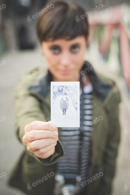 Preview: Young caucasian woman outdoor