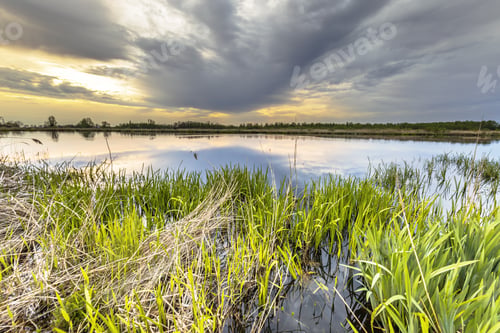 Preview: Wetland landscape Giethoorn at sunset