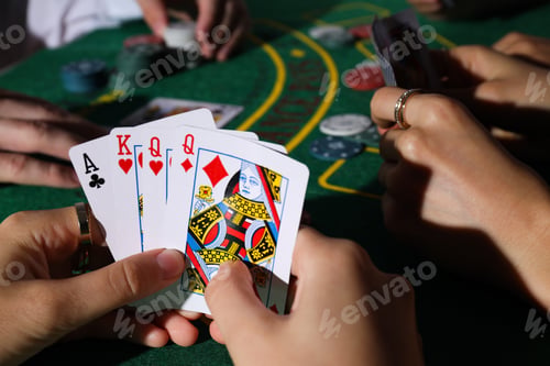 Preview: Poker game and gambling business, close up