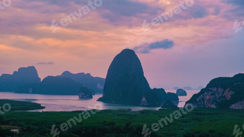 Preview: Sametnangshe, view of mountains in Phangnga bay with mangrove forest in andaman sea Thailand
