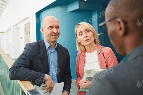 Preview: Business couple talking to their colleague