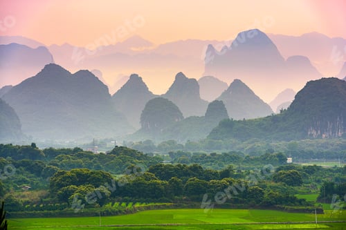Preview: Guilin, China karst mountain landscape.
