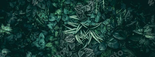 Preview: Close up group of background tropical green leaves texture and abstract background.