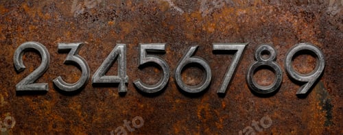 Preview: Row of metal cyrillic digits on a rusty background