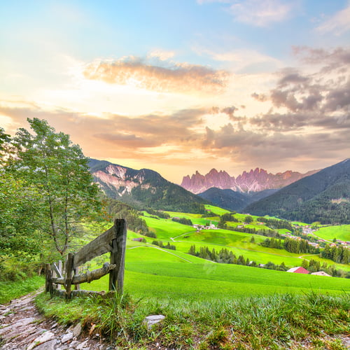 Preview: Marvelous scene of magnificent Santa Maddalena village in Dolomites.